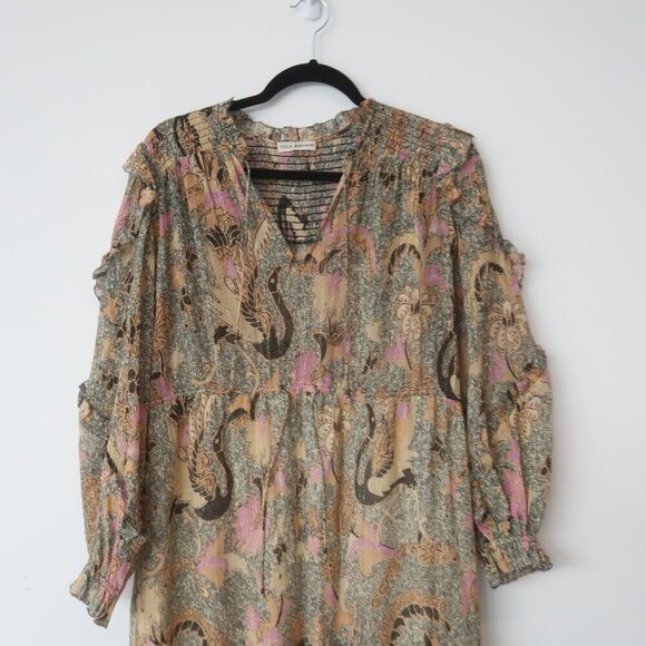 Ulla Johnson Paola Ruffled Printed Floral Midi Dress 2 - Picture 6 of 11